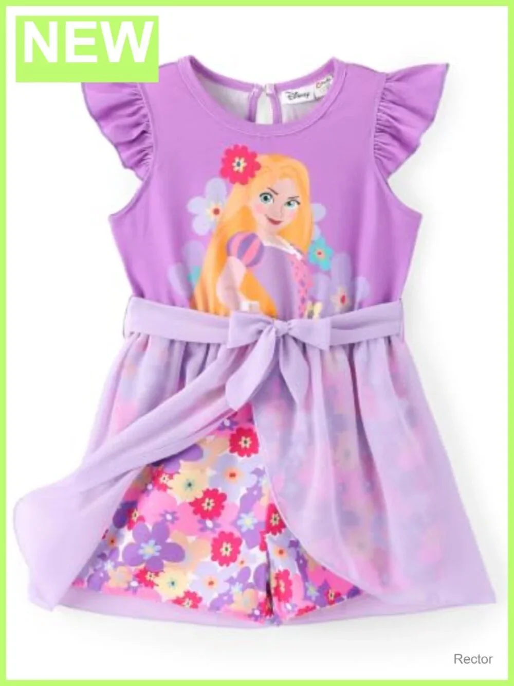 Disney Princess Toddler Girl Romper Tulle Skirt Overlay Ruffle Sleeve Jumpsuit